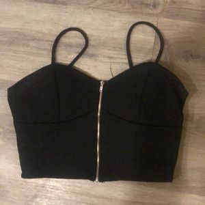 Zip crop top. Black.